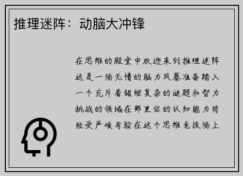 推理迷阵：动脑大冲锋